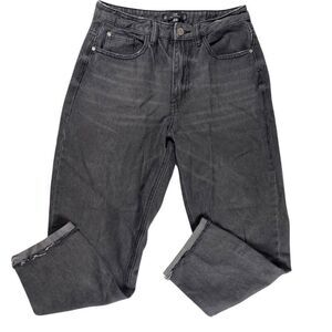 Riot Jeans Womens 8 High Rise Mom Jean Tapered Leg Faded Black Denim